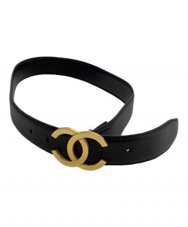 中古・古着通販】CHANEL (シャネル) レザーベルト ココマーク ブラック