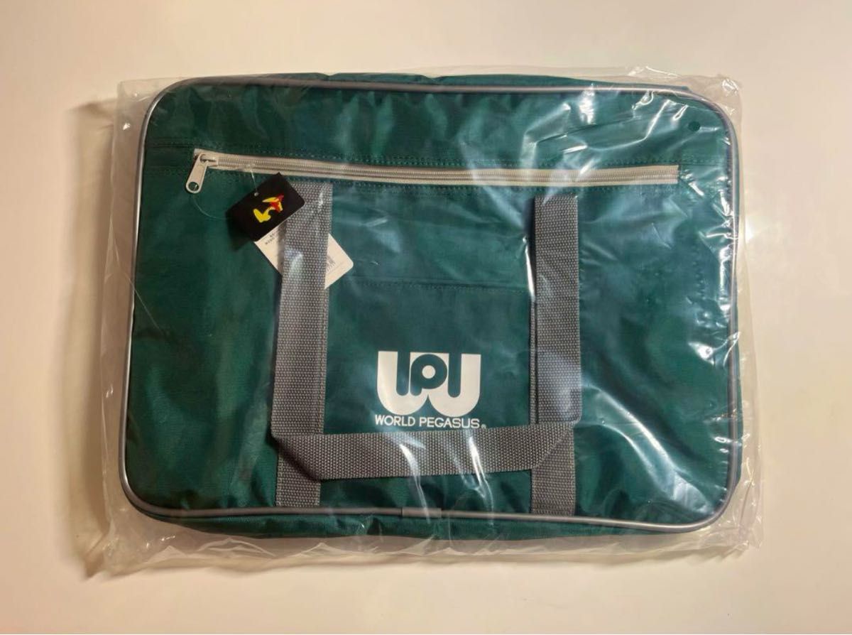 新品未使用】ワールドペガサス スクールバッグ 緑 ワッペ スクバ