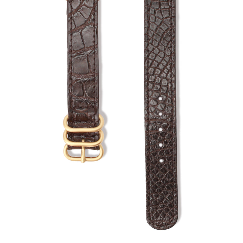 THE SOLE（ザソール）NATOベルトクロコダイル ブラウン（ゴールド
