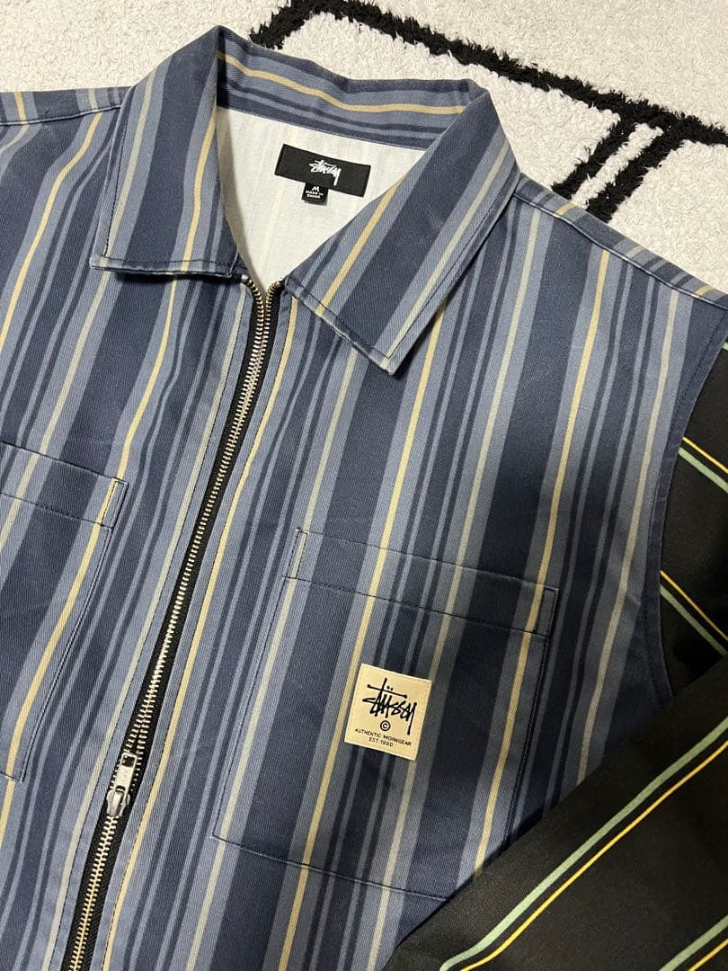 Stussy ストライプ ジップアップベスト Stussy ストライプ ジップアップベスト Stussy ストライプ ジップ